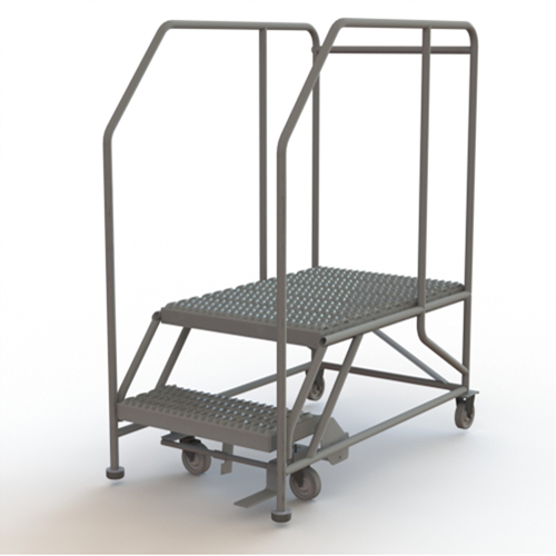 Plateforme de travail mobile, Acier, 2 Marches, 20" ha, 35" p, 24" Marche, Stri&eacute; Equipex