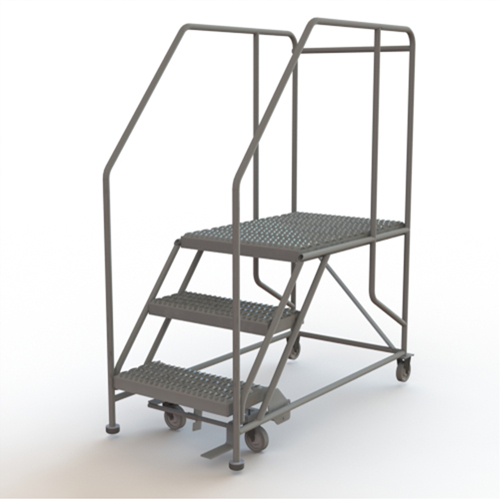 Plateforme de travail mobile, Acier, 3 Marches, 30" ha, 35" p, 24" Marche, Stri&eacute; Equipex