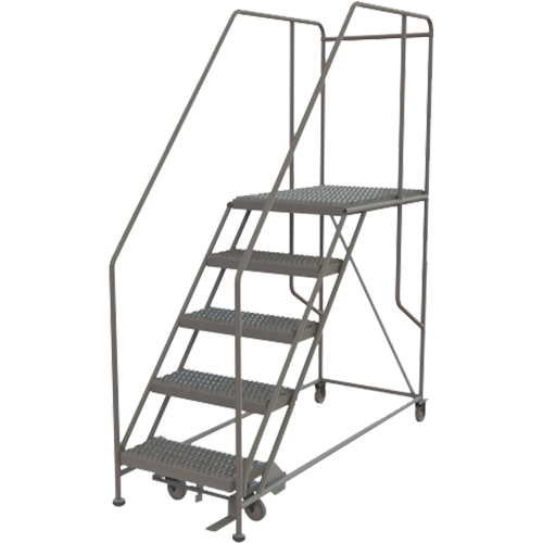 Plateforme de travail mobile, Acier, 5 Marches, 50" ha, 35" p, 24" Marche, Stri&eacute; Equipex