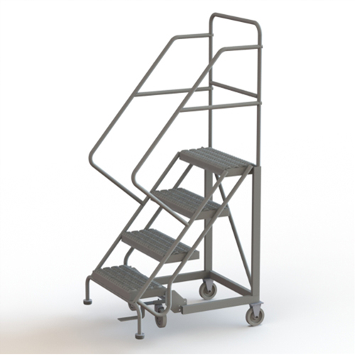 Safety Slope Rolling Ladder, 4 Steps, Serrated, 50° Incline, 40" High Equipex