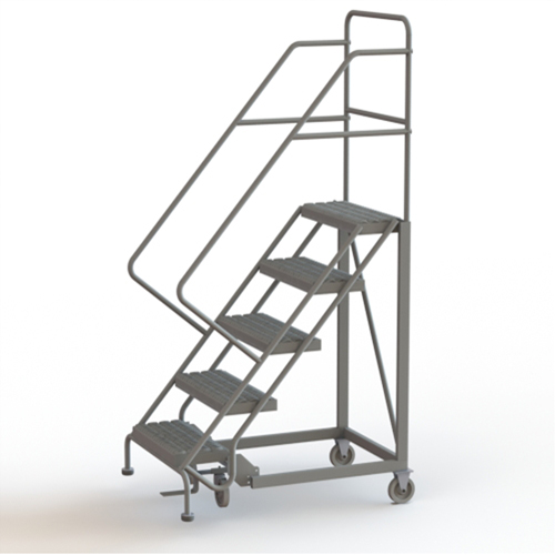 Safety Slope Rolling Ladder, 5 Steps, Serrated, 50° Incline, 50" High Equipex
