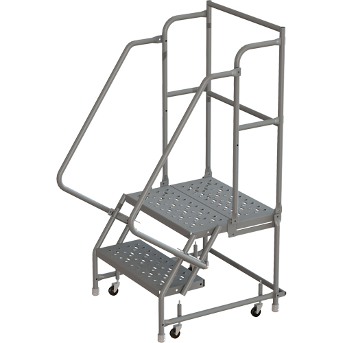 Deep Top Step Rolling Ladder, 2 Steps, 16" Step Width, 20" Platform Height, Steel Equipex