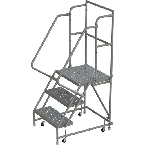 Deep Top Step Rolling Ladder, 3 Steps, 24" Step Width, 30" Platform Height, Steel Equipex