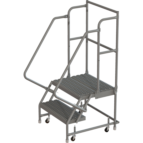 Deep Top Step Rolling Ladder, 2 Steps, 16" Step Width, 20" Platform Height, Steel Equipex