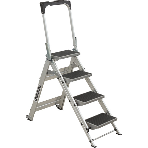 Tilt & Roll Step Stool Ladder, 4 Steps, 44.25" x 22.13" x 59" High Equipex