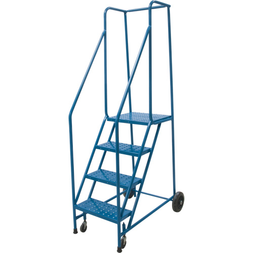 Escabeau roulant, 4 marches, Largeur de la marche 18", Hauteur de la plateforme 37", Acier Equipex