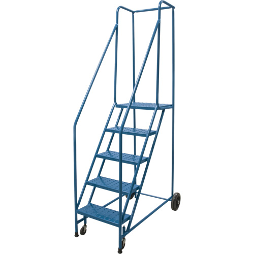 Rolling Step Ladder, 5 Steps, 18" Step Width, 46" Platform Height, Steel Equipex