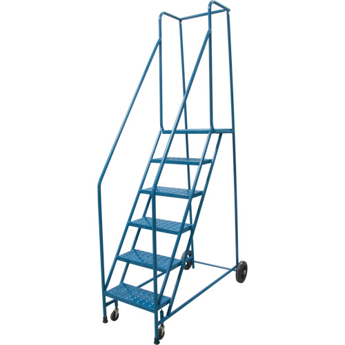 Rolling Step Ladder, 6 Steps, 18" Step Width, 55" Platform Height, Steel Equipex