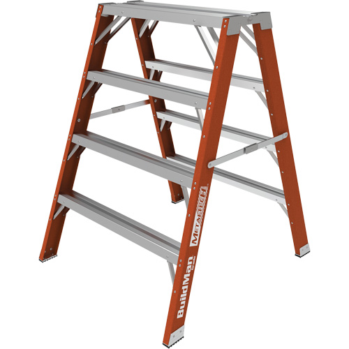 Escabeau chevalet &eacute;tabli Buildman, 4' ha x 36,25" la x 40,5" pr, Capacit&eacute; de 300 lb, Fibre de verre Equipex