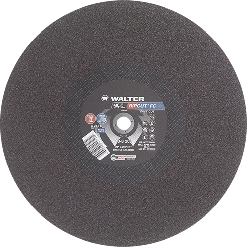 Ripcut Stainless Steel & Steel Cut-Off Wheel for Stationary Saws, 20" x 3/16", 1" Arbor, Type 1, Aluminum Oxide, 3000 RPM Equipex