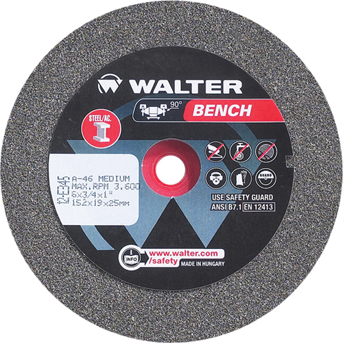 Bench Grinding Wheels, 6" x 1", 1" Arbor, 1 Equipex