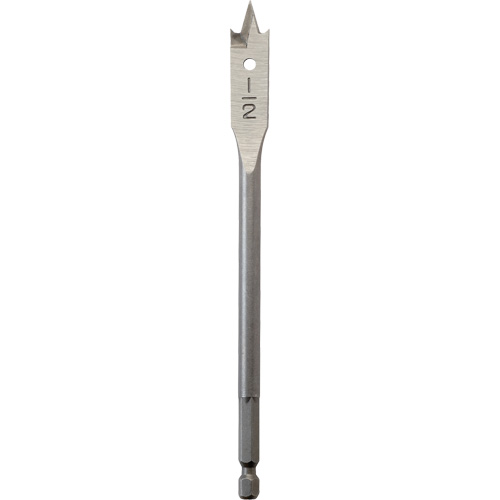 Flat Boring Bit, 1/2" Diameter, 1/4" Hex Shank, 6" Length Equipex
