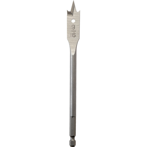 Flat Boring Bit, 9/16" Diameter, 1/4" Hex Shank, 6" Length Equipex
