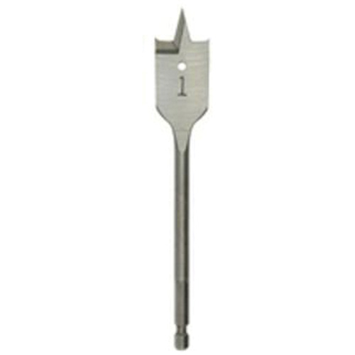 Flat Boring Bit, 1-1/8" Diameter, 1/4" Hex Shank, 6" Length Equipex