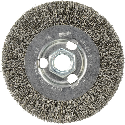 Crimped Wire Wheel, 4" Dia., 0.12" Fill, 5/8"-11 Arbor Equipex