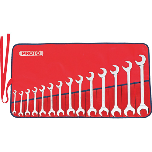 Full Polish Angle Wrench Set, Open-Ended, 14 Pieces, Imperial Equipex