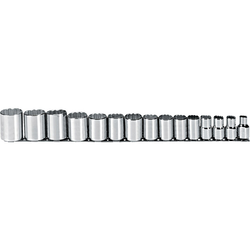 Socket Set, 15 Pcs, 1/2" Drive Size Equipex