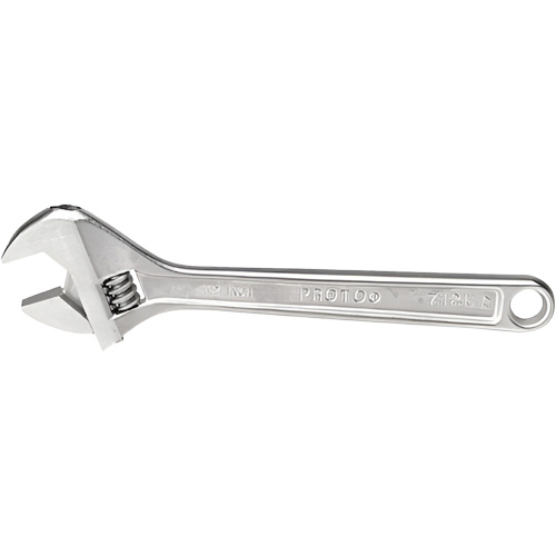 Adjustable Wrench, 12-1/8" L, 1-19/32" Max Width, Chrome Equipex