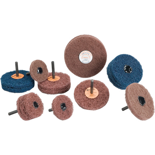 Standard Abrasives Buff & Blend Wheel, 3" Dia. x 1/4" W, 1/4" Arbor, Aluminum Oxide Equipex