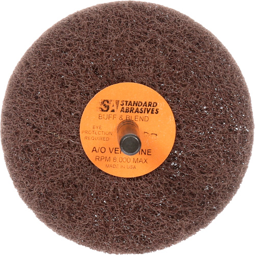 Standard Abrasives Buff & Blend Wheel, 3" Dia. x 1" W, 1/4" Arbor, Aluminum Oxide Equipex