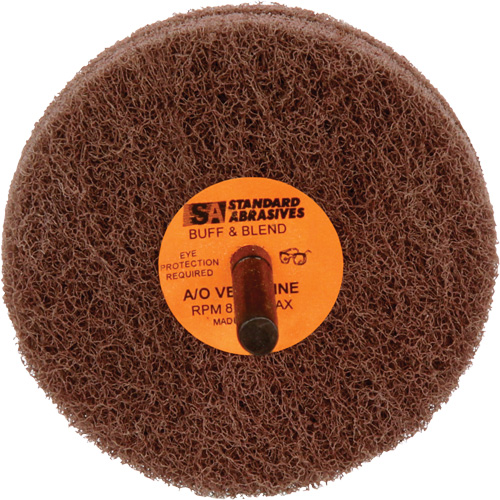 Standard Abrasives 2-Ply Buff & Blend Wheel, 3" Dia. x 2" W, 1/4" Arbor, Aluminum Oxide Equipex