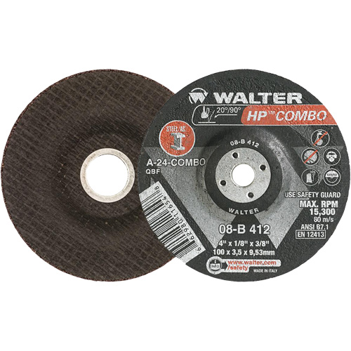 HP Combo Depressed Center Combination Wheel, 4" x 1/8", 3/8" Arbor, Type 27 Equipex