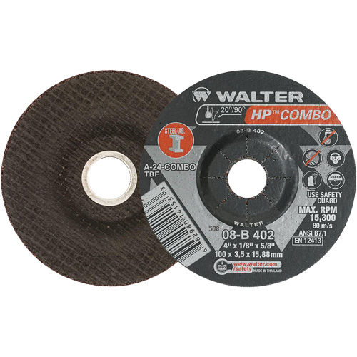 Meule combin&eacute;e HP Combo &agrave; moyeu d&eacute;port&eacute;, 4" x 1/8", Arbre de 5/8", Type 27 Equipex