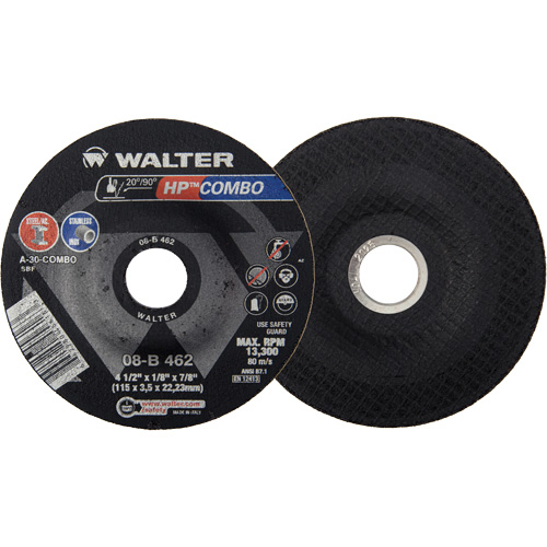 Meule combin&eacute;e HP Combo &agrave; moyeu d&eacute;port&eacute;, 4-1/2" x 1/8", Arbre de 7/8", Type 27 Equipex