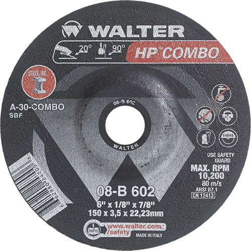 Meule combin&eacute;e HP Combo &agrave; moyeu d&eacute;port&eacute;, 6" x 1/8", Arbre de 7/8", Type 27 Equipex