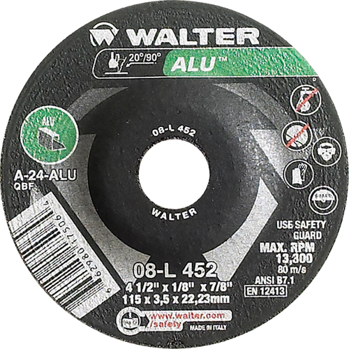 Meules &agrave; moyeu d&eacute;port&eacute; - Aluminium type 27, 4-1/2" x 1/8", Arbre de 7/8", Type 27 Equipex
