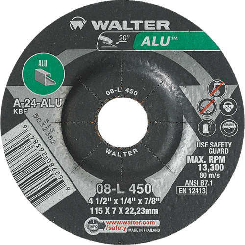 Meules en aluminium &agrave; moyeu d&eacute;port&eacute;, 4-1/2" x 1/4", Arbre 7/8", Type 27 Equipex