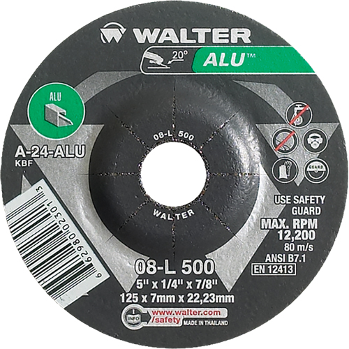 Meules en aluminium &agrave; moyeu d&eacute;port&eacute;, 5" x 1/4", Arbre 7/8", Type 27 Equipex