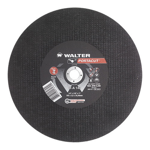 Portacut High Speed Cut-Off Wheel, 14" x 1/8", 1" Arbor, Type 1, Aluminum Oxide, 5400 RPM Equipex
