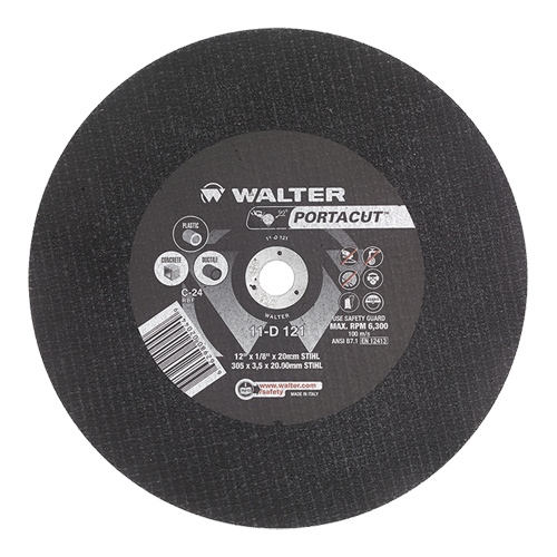 Portacut High Speed Cut-Off Wheel, 12" x 1/8", 3/4" Arbor, Type 1, Silicon Carbide, 6300 RPM Equipex