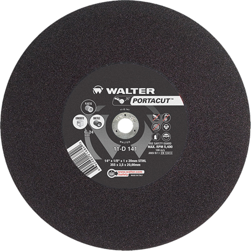Portacut High Speed Cut-Off Wheel, 14" x 1/8", 7/8" Arbor, Type 1, Silicon Carbide, 5400 RPM Equipex