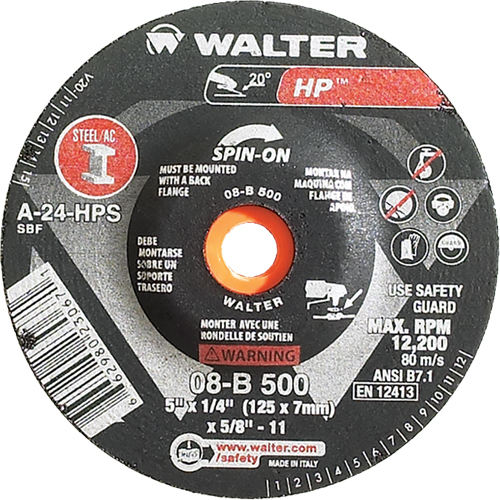 HP Spin-On Grinding Wheel, 5" x 1/4", 5/8"-11 Arbor, Type 27S Equipex