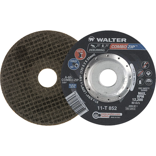 Right Angle Grinder Reinforced Cut-Off Wheels - Combo Zip, 5" x 5/64", 7/8" Arbor, Type 27 Equipex
