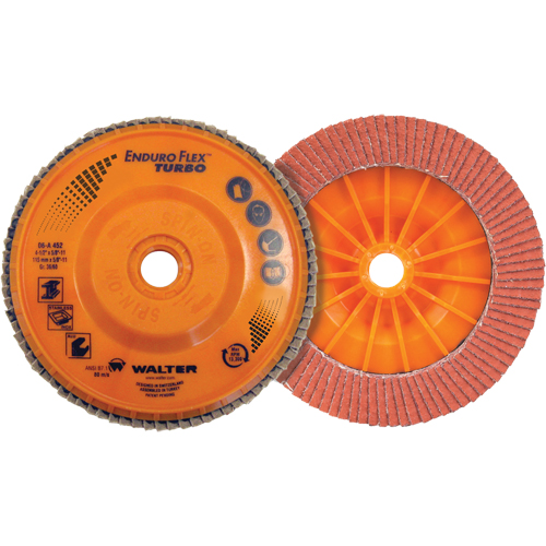 Enduro-Flex Turbo Flap Disc, 4-1/2" x 5/8"-11, Type 27S, 36/60 Grit, Ceramic Equipex