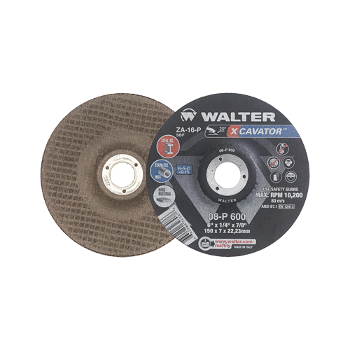 XCAVATOR Grinding Wheel, 6" x 1/4", 7/8" Arbor, Zirconium, Type 27 Equipex