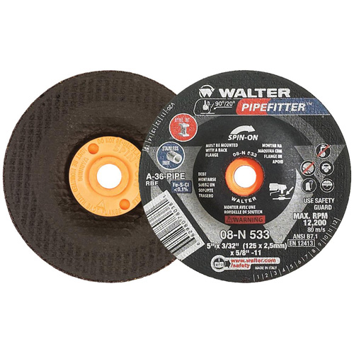 PIPEFITTER Grinding Wheel, 5" x 3/32", 5/8"-11 Arbor, Aluminum Oxide, Type 27 Equipex