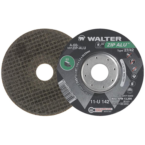Zip Alu Cut-Off Wheel, 5" x 3/64", 7/8" Arbor, Type 27, Aluminum Oxide, 12200 RPM Equipex