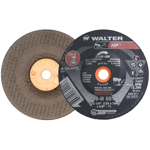 Meule HP vissable, 5" x 1/4", Arbre 5/8"-11, Type 28S Equipex