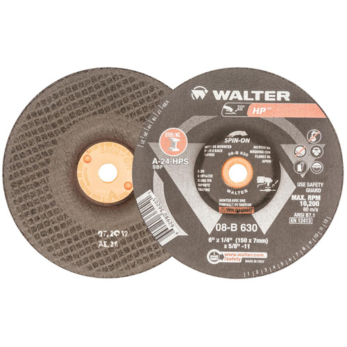 Disque de meulage et tronçonnage HP, 6" x 1/4", Arbre 5/8"-11, Oxyde d'aluminium, Type 27 Equipex