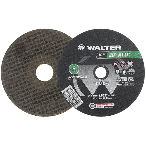 Zip Alu Cut-Off Wheel, 7" x 3/64", 7/8" Arbor, Type 1, Aluminum Oxide, 8600 RPM Equipex