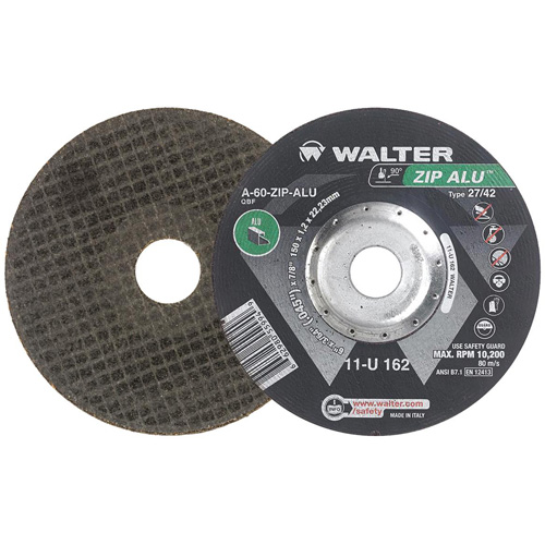 Meule &agrave; tronçonner Zip Alu, 6" x 3/64", Arbre de 7/8", Type 27, Oxyde d'aluminium, 10 200 Tr/min Equipex