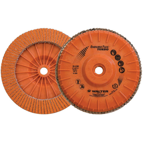 Enduro-Flex Turbo Flap Disc, 6" x 5/8"-11, Type 27S, 36/60 Grit, Ceramic Equipex