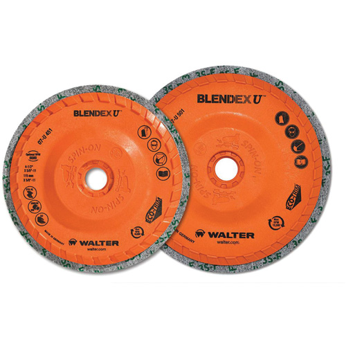 Brosse coupe de finition Blendex U, 4-1/2" dia., Grain Fin, Carbure de silicium Equipex