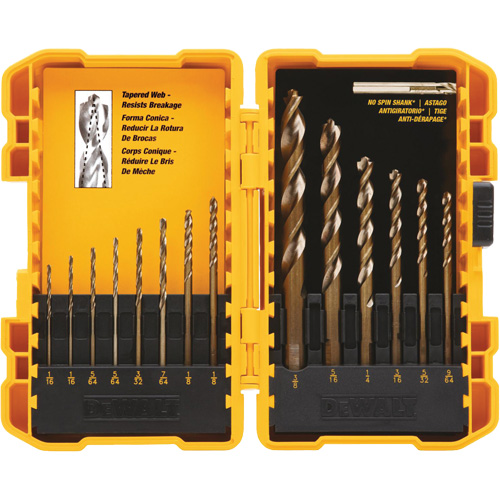 Pilot Point&reg; Drill Bit Set, 14 Pieces, High Speed Steel Equipex