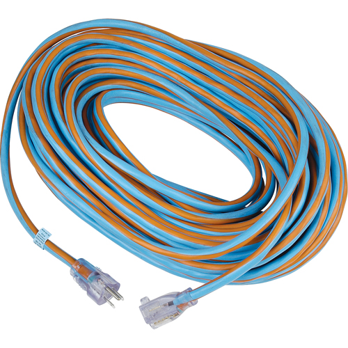 Cordon rallonge verrouillable toute saison en caoutchouc TPE Arctic Blue, Toutes saisons, SJEOW, AWG 12/3, 15 A, 100' Equipex