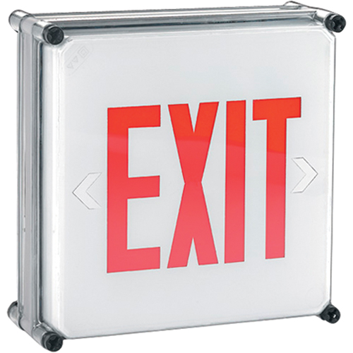 Aqua NEMA 4x Exit Signs, LED, Hardwired, 11-3/4" L x 11-3/4" W, English Equipex